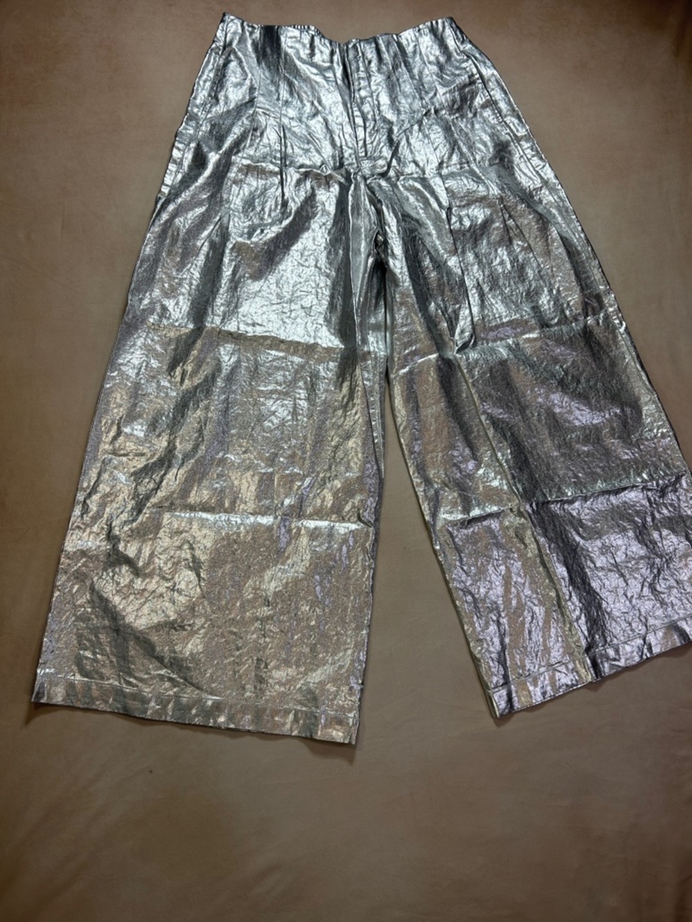 LANHTROPY CULOTTE METALLIC LINEN PANTS SILVER - Picture 4 of 11